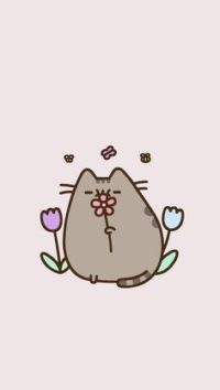 Pusheen Flowers Wallpaper