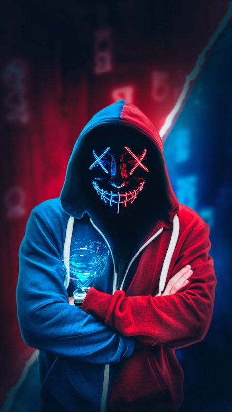 ANONYMOUS MASKED MAN, anonymous, city, ghost, knife, man, masked, neon,  night, HD phone wallpaper | Peakpx