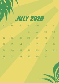 July Calendar 2020 Wallpaper